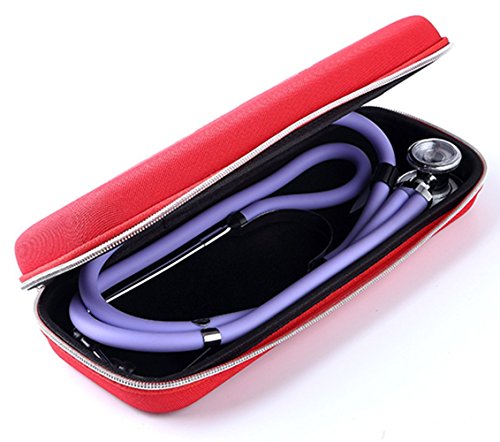 Esimen Carry Case for 3M Littmann Lightweight II S.E. 3M Littmann Classic III 5870 Classic III Stethoscope Travel Bagï¼ŒExtra Room for Taylor Percussion Reflex Hammer and Reusable LED Penlight (Red)