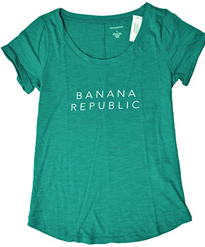 Banana Republic Women's Graphic Short Sleeve Scoop Neck T-Shirt (Small, Teal)