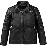 XFGLCK Toddler Kids Boys Jackets Faux Leather Motorcycle Coats Fall Winter Outwear 1-6Y