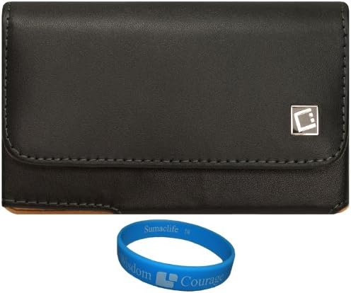 Black Noble Faux Leather Holser Case w/ Belt Clip for Nokia Lumia 520 / Nokia Lumia 510 Windows Smart Phone + SumacLife TM Wisdom Courage Wristband