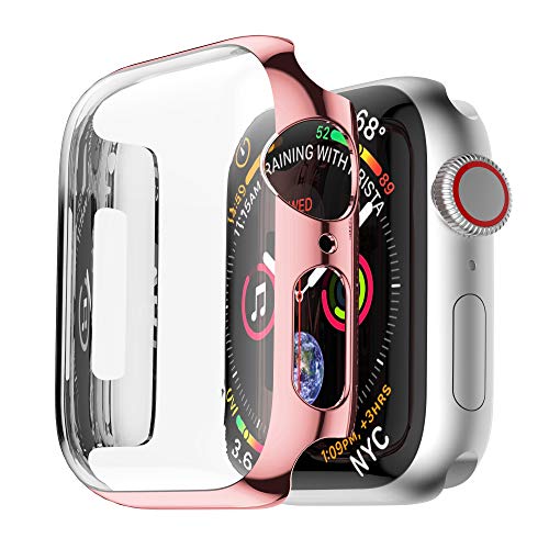 Leotop Compatible with Apple Watch Case 44mm 40mm, Super Thin PC Plated Bumper Clear Screen Protector Full Cover Shell Shockproof Frame Compatible iWatch Series 4 (5 Color Pack, 44mm)