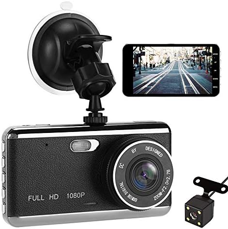 Dash Cam, VIKASI 1080P Front and Rear Dual Dash Camera with Full HD 4" LCD Screen, 170° Wide Angle Lens Dashboard Camera with G-Sensor, Loop Recording, Rear View and Motion Detection
