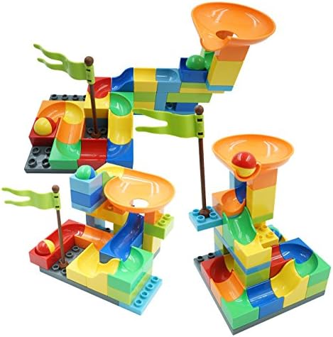 Pre-Kindergarten Large Building Blocks Toys by Nicolababe Creative Play Marble Run Building Bricks Set - Tight Fit and Compatible with Other Major Brands