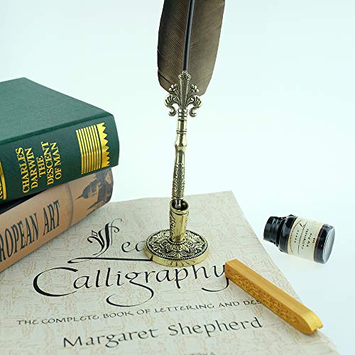 GC Quill Antique Feather Writing Quill Pen Gold Pen Stem Calligraphy
