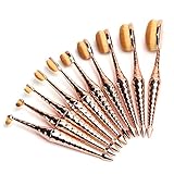 MixBeauty 10pcs Bling Rose Gold Diamond Mermaid Super Soft Oval Toothbush Makeup Brush Set Foundation Brushes Contour Powder Blush Conceler Brush Makeup Cosmetic Tool Set (10pcs Diamond Mermaid)