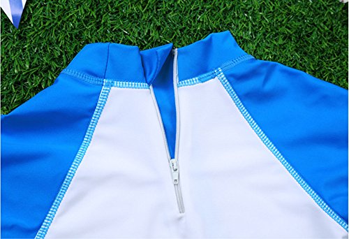 Monvecle Little Boys' 3-Pieces Shark Rash Guard Swimsuits UPF 50+ Sun Protection Swim Set Blue 7-8Y