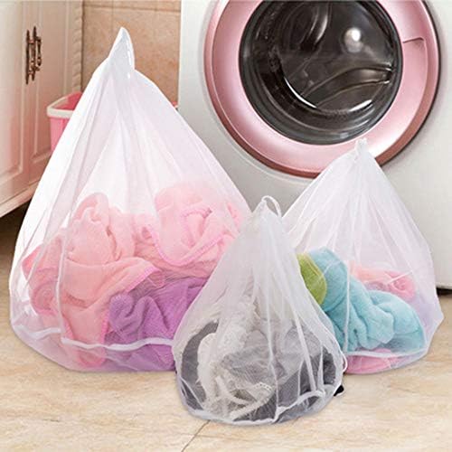 Denzar 3 Pack Mesh Laundry Bag, Washing Bag with Drawstring, Clothing Washing Bags for Laundry, Blouse, Bra Underwear Laundry Bags Household Cleaning Tools Wash Laundry