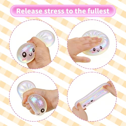 2026 New Glitter Dumpling Squishy Box, Stress Relief, Soft Squeeze Decompression Dough, Glitter Dumpling Squishy for Stress Relief