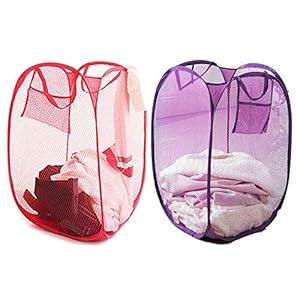 Kuber Industries Nylon 2 Piece Mesh Laundry Basket,20Ltr (Multi)-CTKTC021512