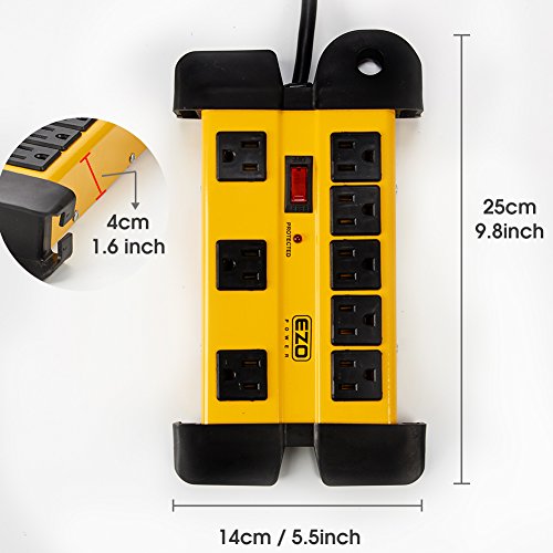 image for EZOPower 8 Outlet Industrial Safety Heavy-Duty Metal Housing Surge Pro