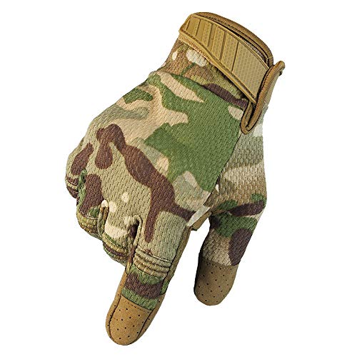 Ranger Tactical UK Full Finger Touch Screen Contact Gloves Hard Knuckle Cycling Biking Paintball Airsoft (Dark Camo, Large)