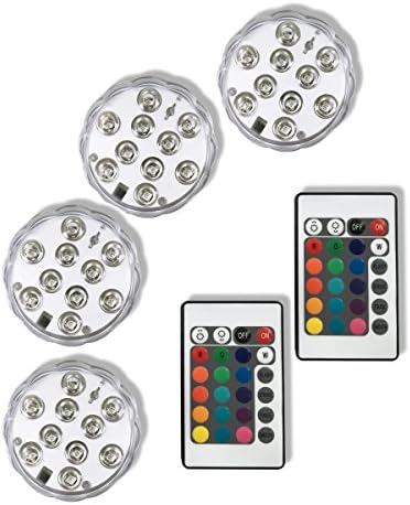 Qicai H LED Submersible Lights RGB Multicolor Battery Operated with Remote Waterproof Mini Light for Aquarium, Vase, Halloween, Wedding, Xmas Party, Festival Decoration Lighting Pond light, Set of 4