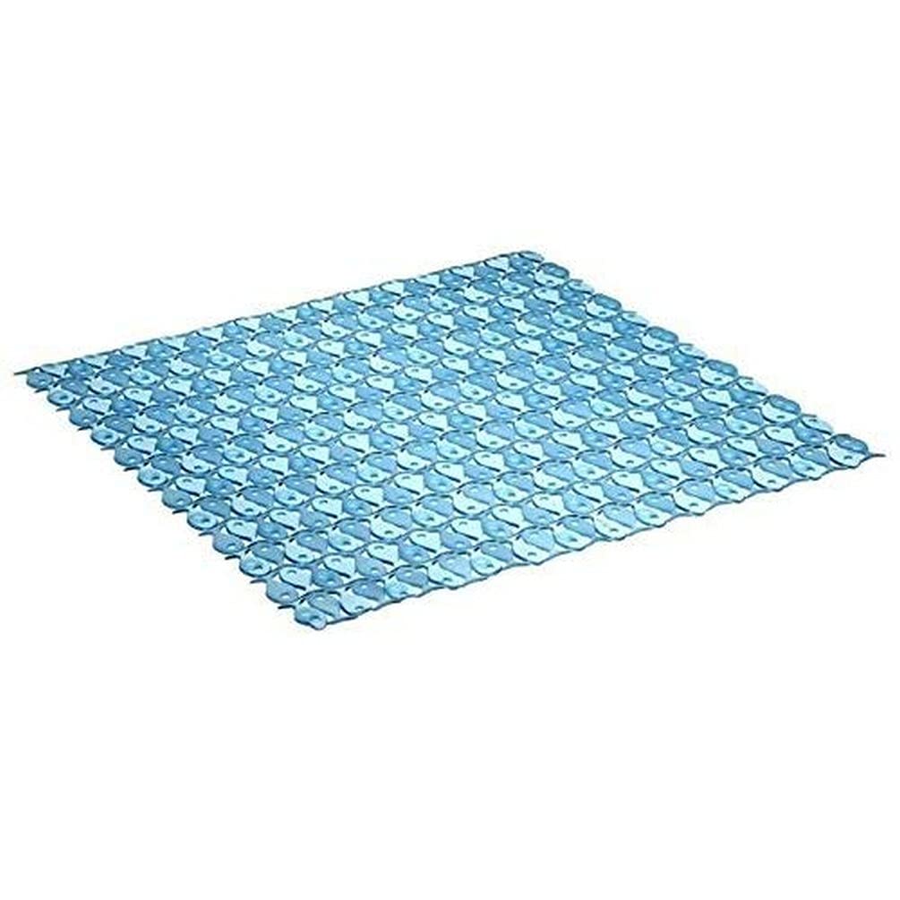 TATAY Bath Mat, Non-slip, PVC with Suction Cups, Resistant to Mold and Microbes, Anti-Bacterial, Pisces Design, Blue. Measures 54 x 54 cm