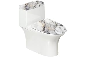 Maiyoinou Toilet Seat Lid Cover Pack of 2, for Home Indoor Bathroom Decor, Tank Lid Cover Replacement with Stretch Edges Fits Most Toilets, Grey White Marble