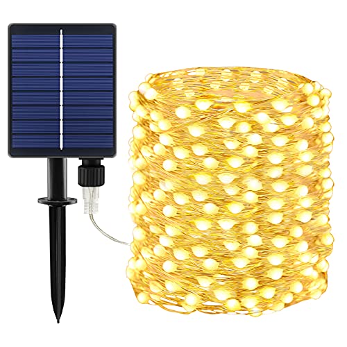 Solar String Lights Super Bright, BOLWEO Solar Fairy Lights 66Ft 200 Big LED, Solar Lights Outdoor Waterproof Decorations for Patio Garden Yard Halloween Christmas Decor Warm White