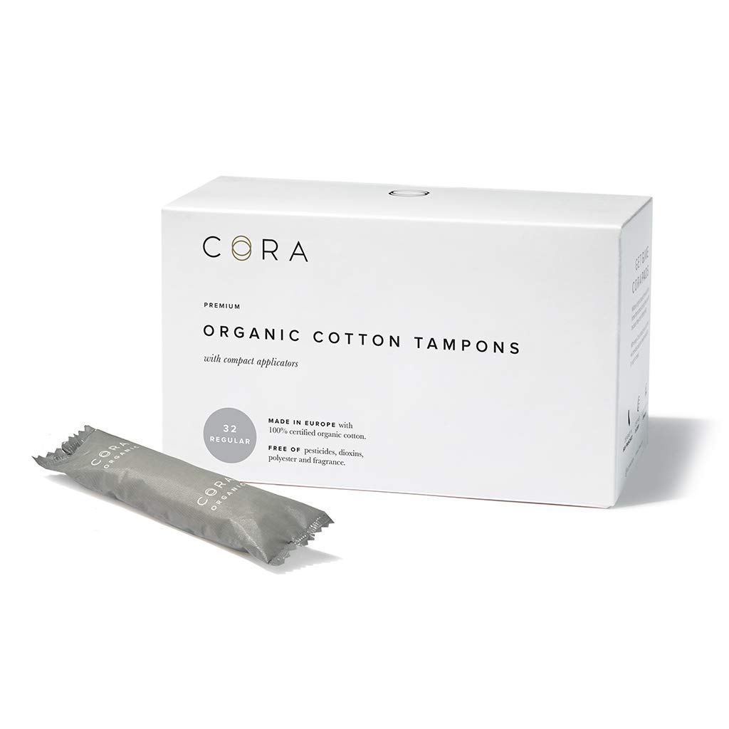 Cora Organic Tampons Regular Absorbency 100 Cotton Core, Unscented