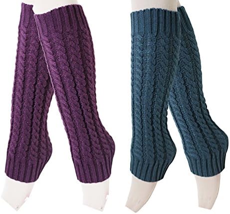 2 Pack of Womens Cable Knit Leg Warmers Knitted Crochet Long Socks