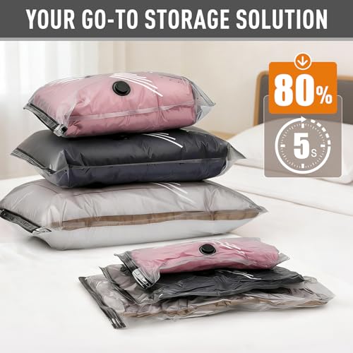 16 Pcs Vacuum Storage Bags,Travel Vacuum Storage Bag with Wireless Charging Pump,for Compressing and Organizing Luggage,Travel Bags,and Clothing, Saves Space,High Efficiency and Portability