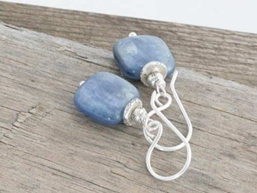 Blue Kyanite Dangle Drop Sterling Silver Earrings handcrafted by luluglitterbug