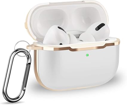 Amazon Amazon限定ブランド 21最新版 Wearlizer Airpods Pro ケース Airpodsproに対応 シリコン Tpu透明カバー Led可視 カラビナ付き ワイヤレス充電対応 紛失防止 耐衝撃 Airpods Pro 専用ケース ゴールド Wearlizer イヤホン ヘッドホンケース
