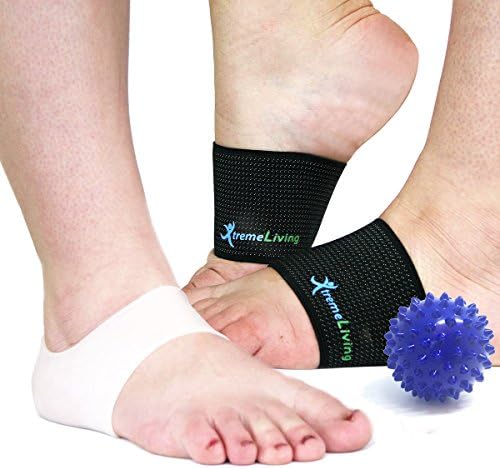 Plantar Fasciitis Compression Arch Support, 2 Arch Sleeves, 2 Gel Heel Sleeves, Massage Ball, 5pc Set