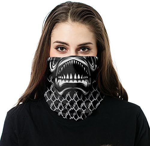 Face Sun Mask, Protects Against Sun, Wind or Cold - Good for Men and Women - Neck Gaiter, Face Mask, Multi functional, Magic Headwear, Face Wrap (Fish Skull)