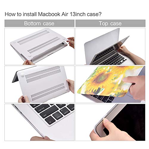 MacBook Air 13 Inch Case, TeenGrow Plastic Hard Protective Smooth MacBook Shell Case for Laptop MacBook Air 13 inch Model:A1369 and A1466, Sunflower - Thumbnail 5