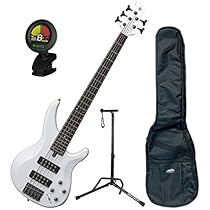Yamaha TRBX305 WH TRBX-305 White 5 String Bass Guitar w/ Gig Bag, Stand, and Tuner
