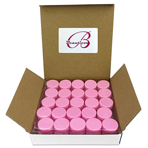 Beauticom 3G/3ML Round Clear Jars with Pink Lids for Cosmetics, Medication, Lab and Field Research Samples, Beauty and Health Aids - BPA Free (Quantity: 50 Pieces)