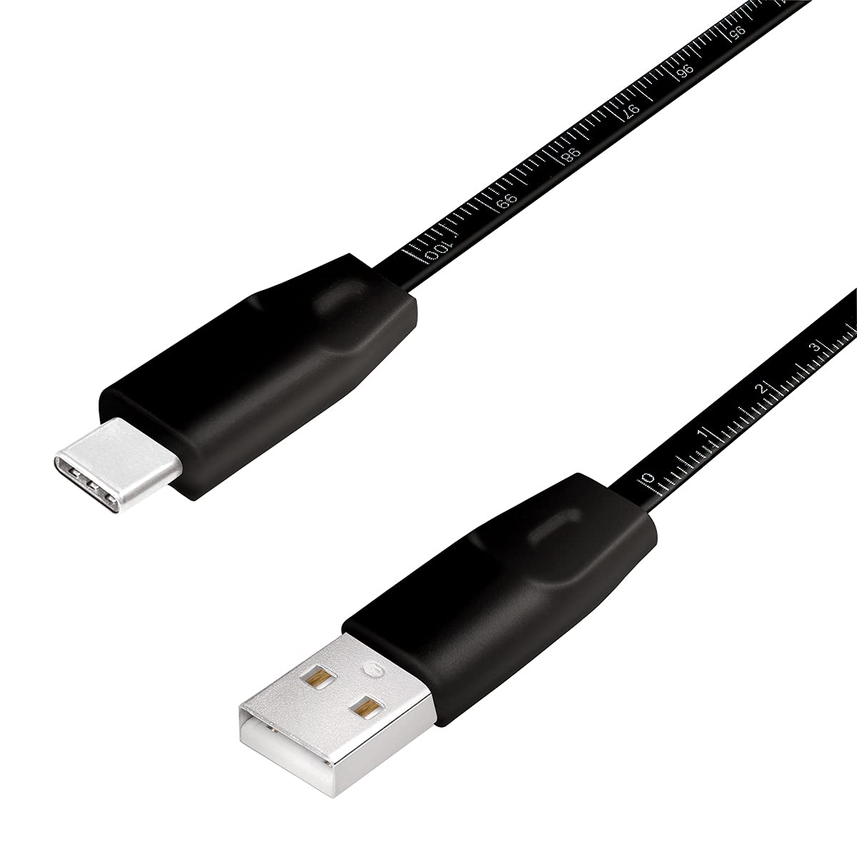 USB 2.0 Connection Cable with Ruler, USB (Type A) to USB (Type C) Black, 1 m