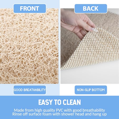 Hargiis Non Slip Bathtub Mat, Anti Slip Shower Mat, Fast Drying Bath Tub Mats, Foot Scrubber Mat, Anti Slip Mat for Tub, Floor, Bathroom, Home, Kitchen, Hotel (Beige 24"x16")