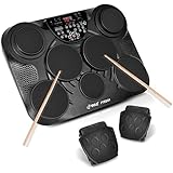 PylePro Portable Drums, Tabletop Drum Set, 7 Pad Digital Drum Kit, Touch Sensitivity, Wireless Electric Drums, Drum Machine, Electric Drum Pads, LED Display, Mac &amp; PC (PTED01)
