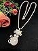 QTMY Cute Opal Cat Pendant Long Necklace for Women Girls Kids,Statement Fashion Jewelry