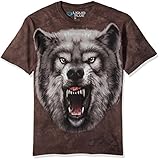 Liquid Blue Men's Nature Roaring Wolf Short Sleeve T-Shirt, Multi Tie Dye, Large