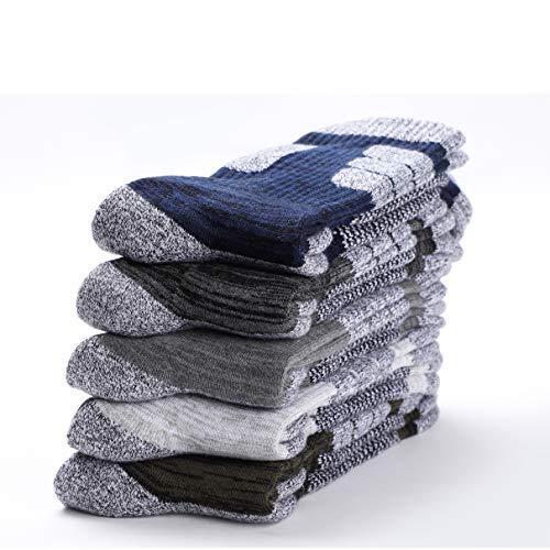 OBKJJ 5Pairs Men's Multi Performance Cushion Crew Socks for Outdoor Recreation Performance Trekking Climbing Socks - Thumbnail 7