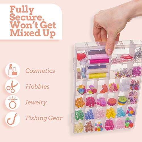 Plastic Organizer Box with Dividers - Clear Organizer Box with 36 Compartments - Best for Letter Board Letters, Bead Storage, Fishing Tackle & Jewelry Box