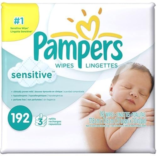 Pampers Baby Wipes Tub, Sensitive 64 Wipes/Tub (1Tub/3Refills