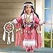 Collections Etc Women's Elu Native American Porcelain Doll Tabletop Display, Pink Outfit Includes White Faux Fur and Beads