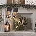 Ivenf Christmas Stockings, 2 Pcs 18 inches Large Burlap Embroidered Reindeer with Plush Faux Fur Cuff Stockings, for Family Holiday Xmas Party Decorations