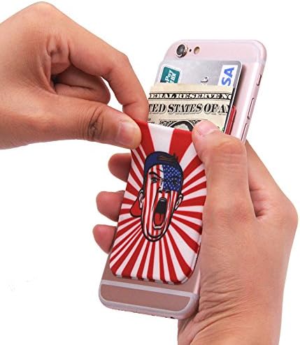 Lycra Cell Phone Card Holder, Sticker Firmly Adhesive Stick Back Cover Credit Card Holder Pouch Pocket for Mobile Cell Phones(red Icon)