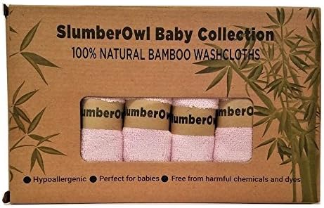 SlumberOwl Bamboo Baby Washcloths (6-pack) - Perfect For Baby's Sensitive Skin - Excellent Shower/Registry Gift (Pink)