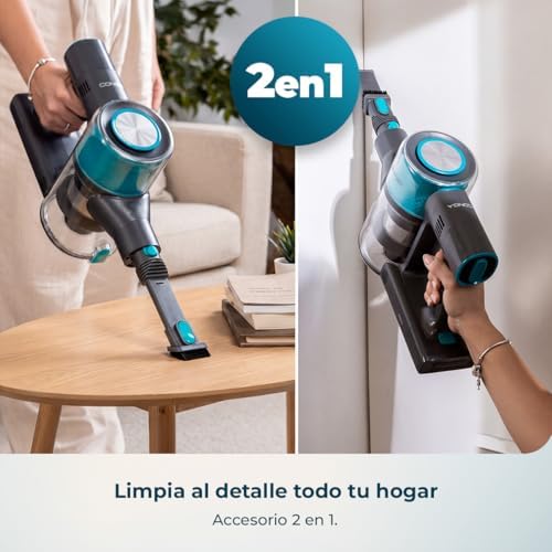 Aspiradora Escoba sin Cable Conga Rockstar P50 Neo. 80AW, 20000Pa, Motor BDLC con 265W, Autonomía 50mins en Modo Eco, Depósito 1200 ml, Cepillo Mixto con HairOut, Antienredos