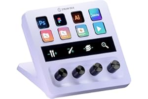 Elgato Stream Deck + White - Studio Controller with LCD Keys, Dials, and Touch Strip for Post Production in Adobe Premiere Pr
