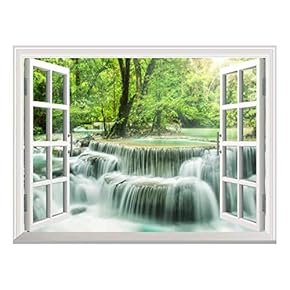 Removable Wall Sticker/Wall Mural - Waterfall in Thailand | Creative Window View Wall Decor - 24"x32"