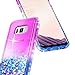 Galaxy S8 Case with Screen Protector (Full Coverage 3D PET) for Women Girls Kids, NageBee Glitter Liquid Bling Floating Waterfall Sparkle Diamond Cute Durable Case for Samsung Galaxy S8 -Purple/Blue