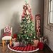 OurWarm 48 Inch Plaid Christmas Tree Skirt, Red and Black Buffalo Plaid Check Tree Skirt with Pom Pom, Double Layers Rustic Xmas Tree Skirt for Indoor Outdoor Holiday Christmas Decorations