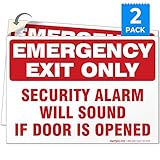 (2 Pack) Emergency Exit Only Sign, Self Adhesive 7 X 10" 4 Mil Sleek Vinyl Decal Stickers Weather Resistant Long Lasting UV Protected and Waterproof Made in USA by SIGO SIGNS