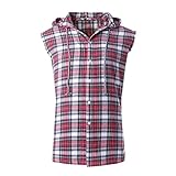 NUTEXROL Men's Casual Flannel Plaid Shirt Sleeveless Cotton Plus Size Vest