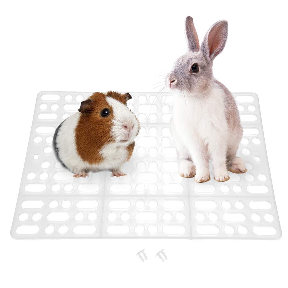Pssopp Waterproof Rabbit Cage Mat for Rabbits and Guinea Pigs, Easy Clean Pet Bed with Hole Design Plastic Feet (White)