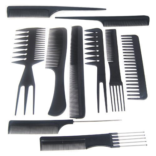 Accessotech 10 Piece Salon Hair Styling Hairdressing Hairdresser Barbers Plastic Combs Set